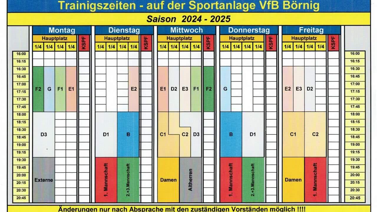 Trainingsplan 2024/25