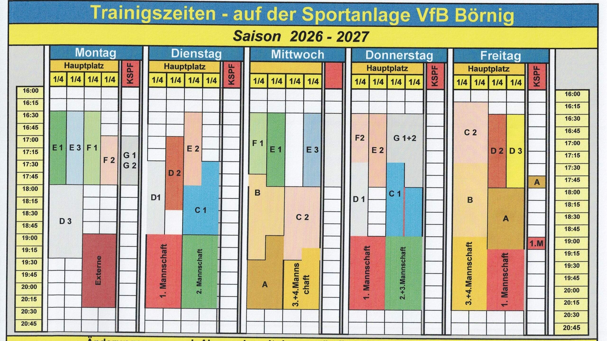 Trainingsplan 2026-2027